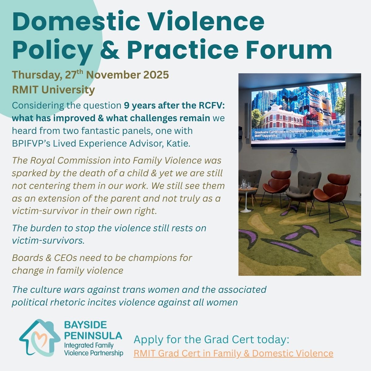 RMIT’s Domestic Violence Policy & Practice Forum